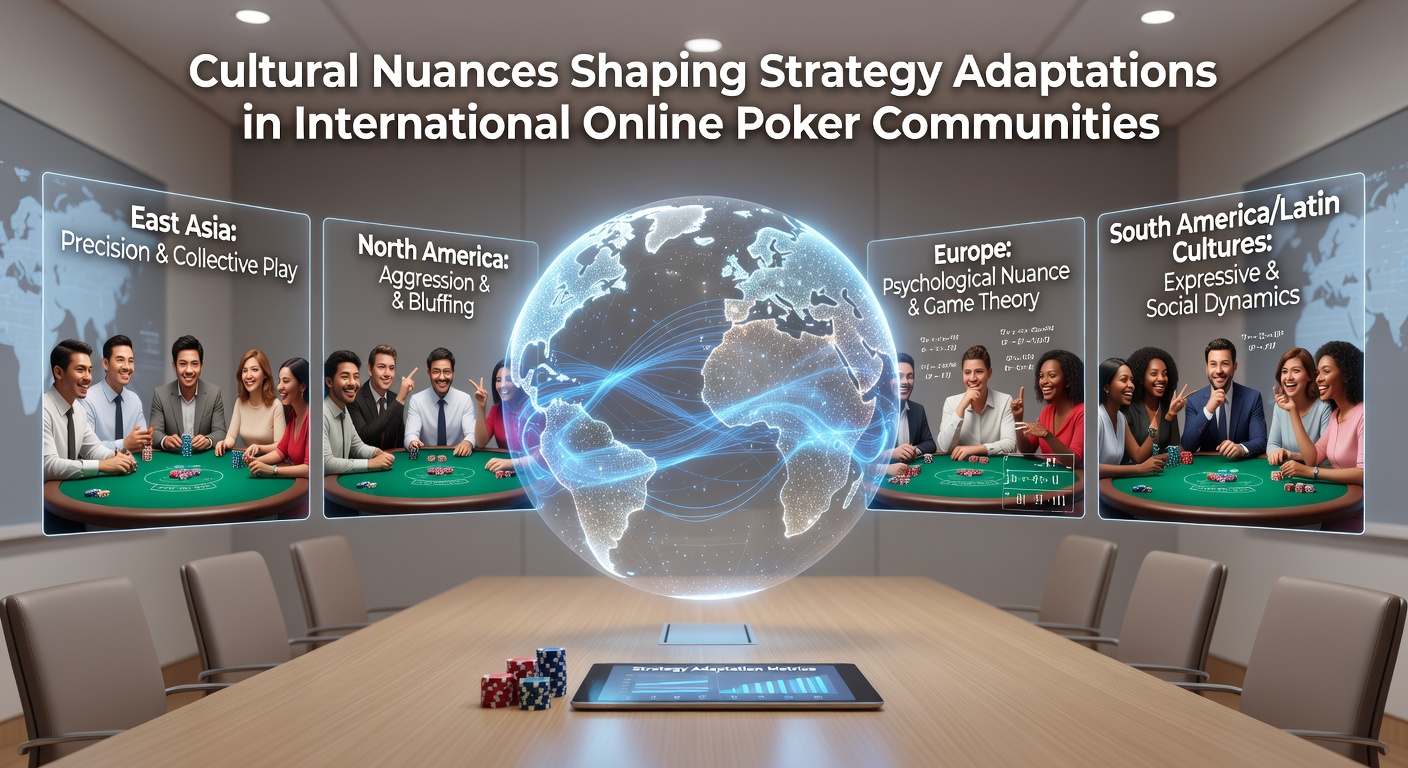 Diverse group of online poker enthusiasts analyzing strategies together across time zones