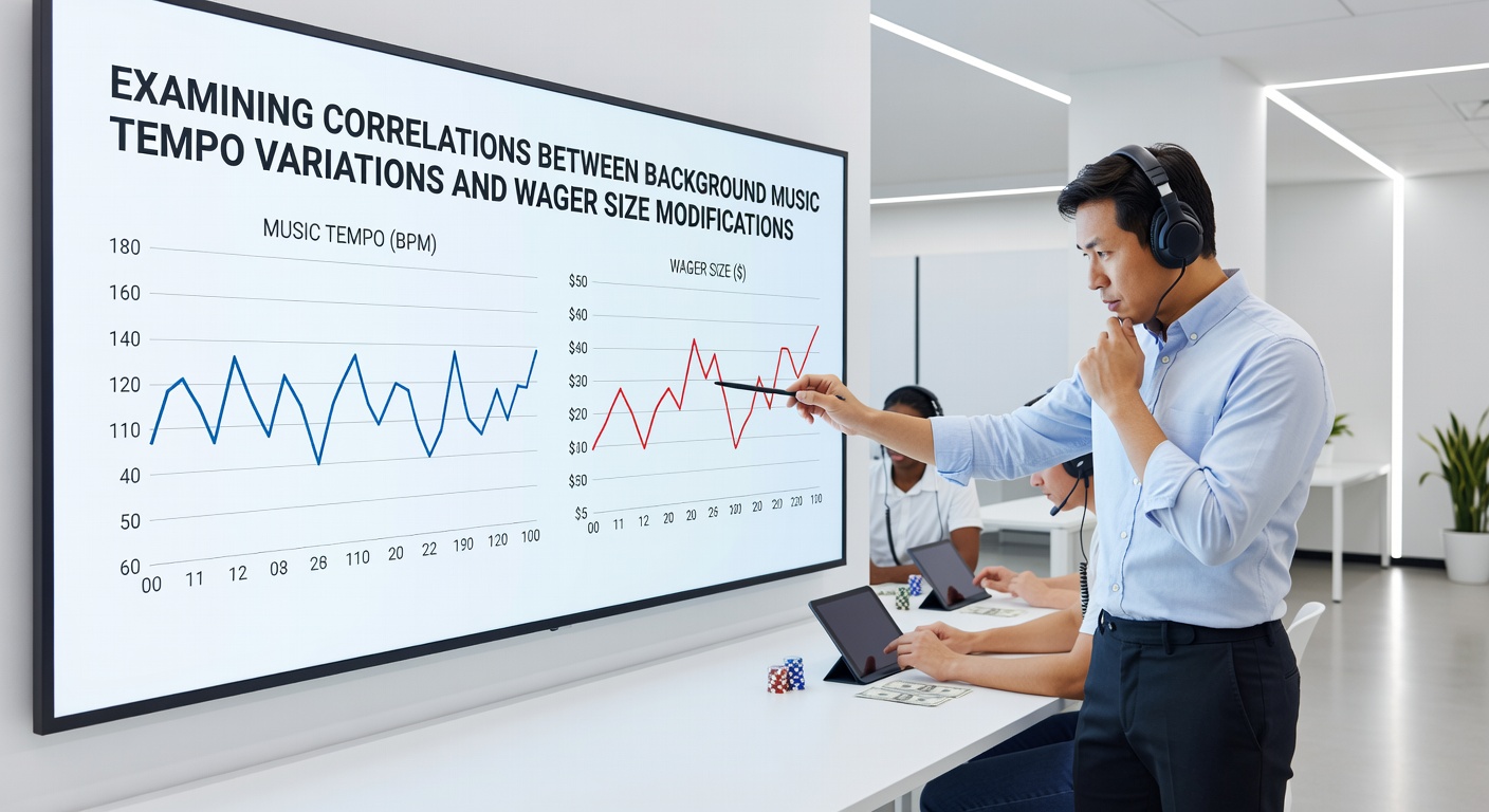 Analytics dashboard displaying graphs of music tempo versus average wager sizes in digital roulette sessions
