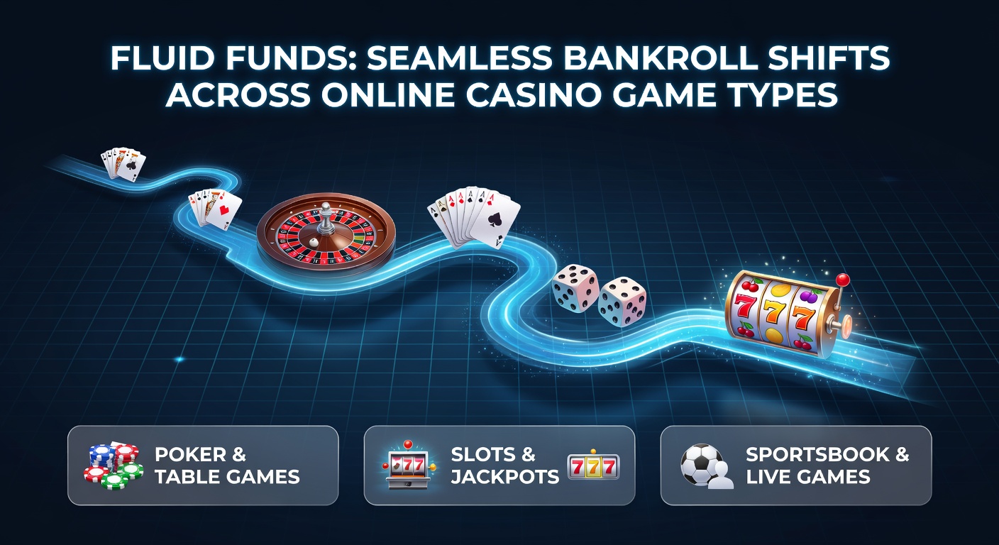 Graph illustrating bankroll allocation shifts from high-volatility slots to steady table games, with arrows showing fluid movement and RTP comparisons