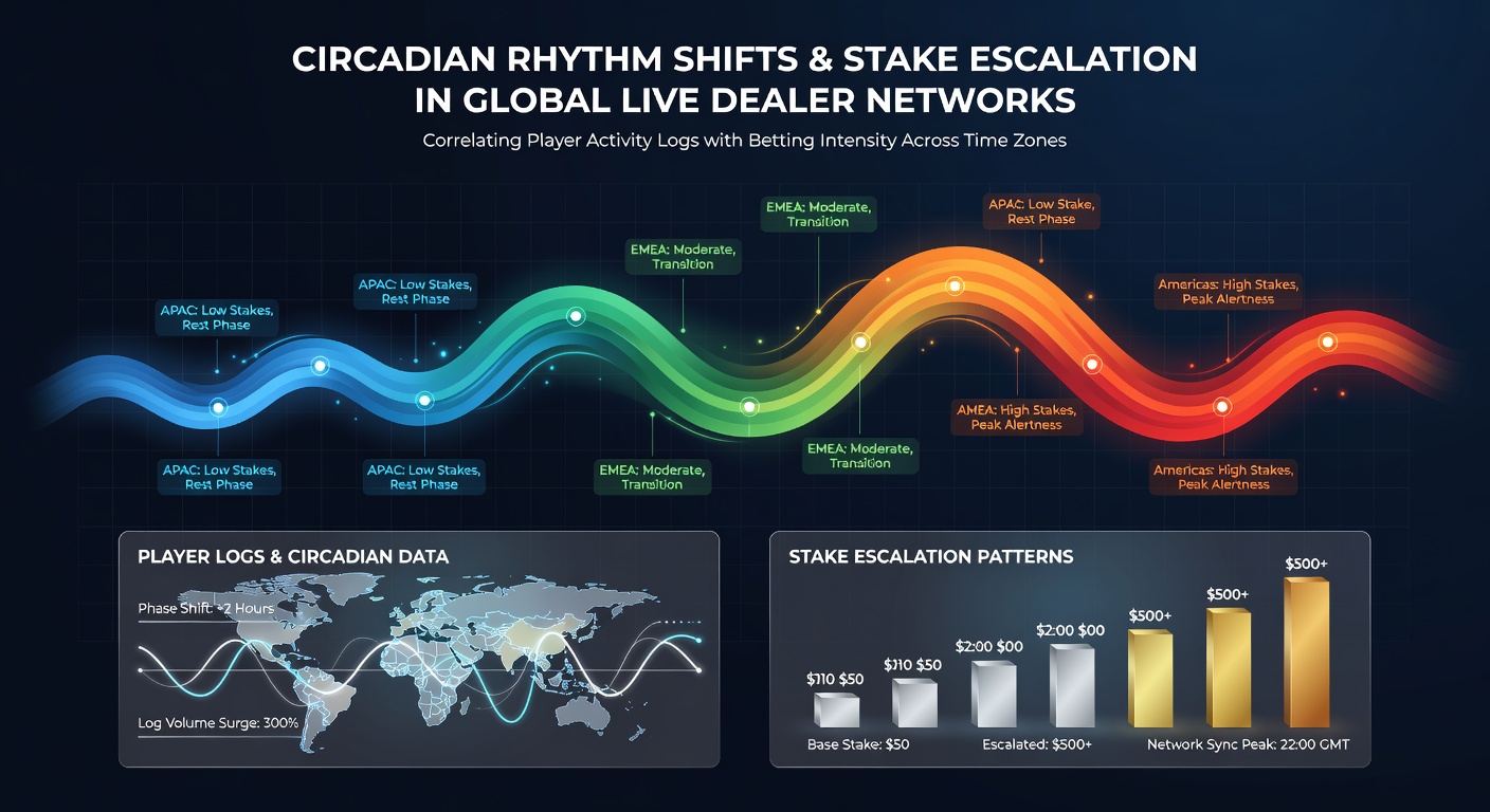 Global player activity timelines mapped against circadian phases in live dealer environments