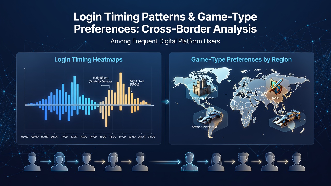 Global digital platform users logging in at different times of day across various regions