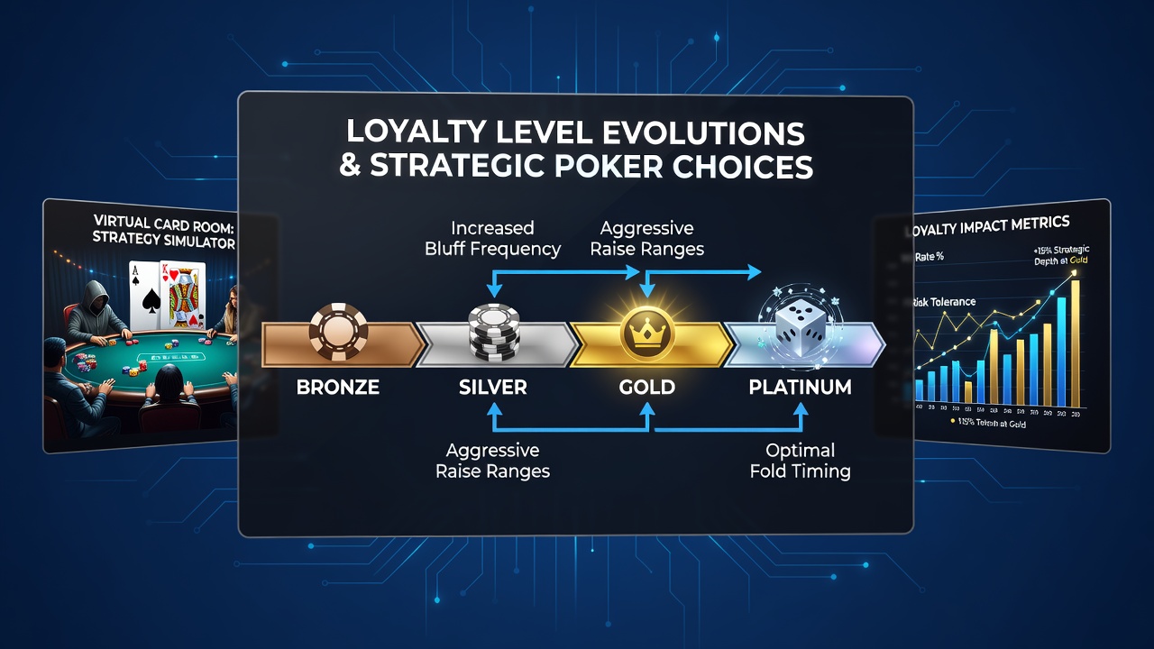 Dashboard screenshot of loyalty progression metrics alongside poker hand histories