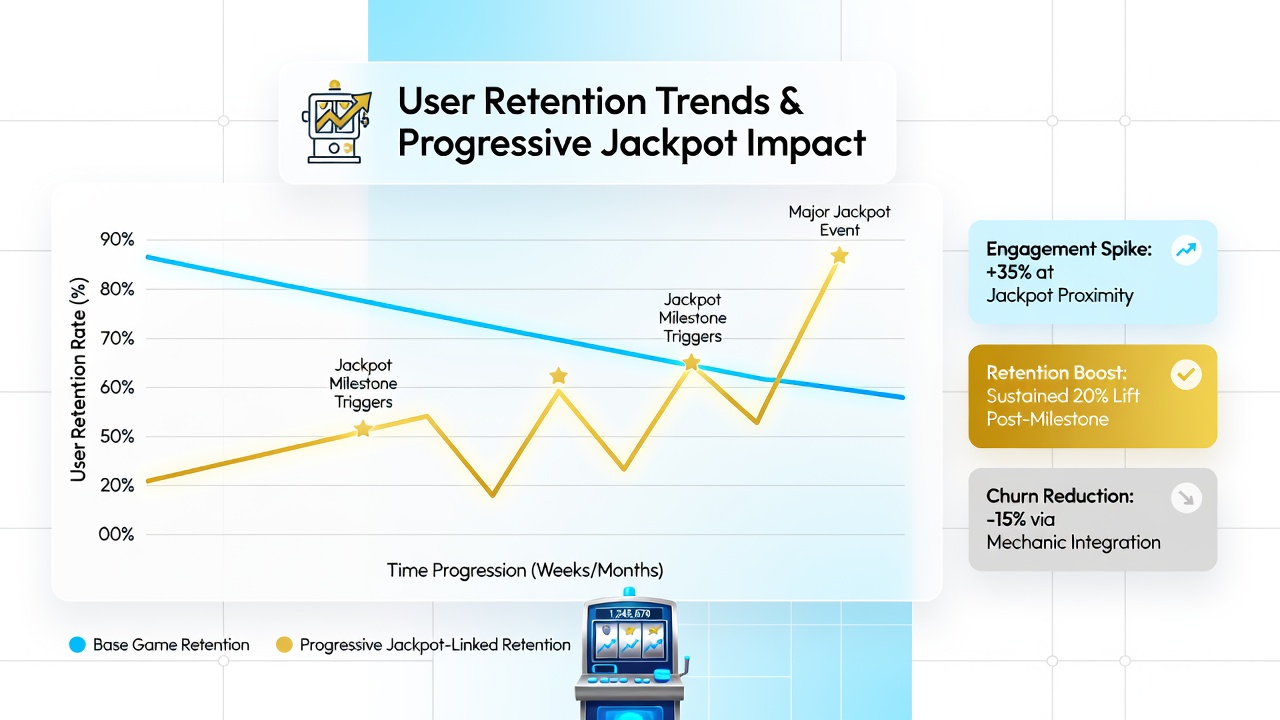 Analytical chart mapping session length increases against progressive pool size milestones in online slot environments